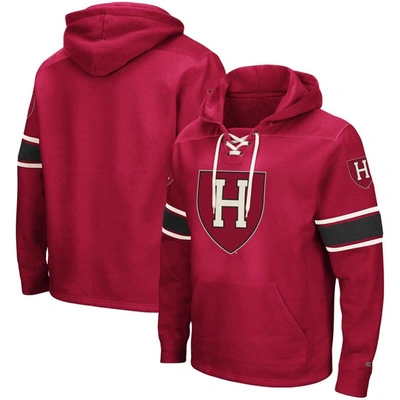 Colosseum Men's Crimson Harvard Crimson 2.0 Lace-up Logo Pullover Hoodie