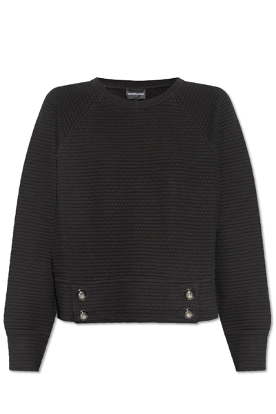 Emporio Armani Official Store Honeycomb-motif Quilted Fabric Sweatshirt In Black