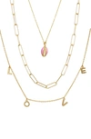 Adornia 'love" Pendant Layered Chain Necklace In Gold