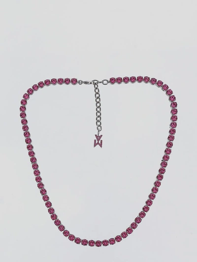 Amina Muaddi Tennis Necklace In Pink