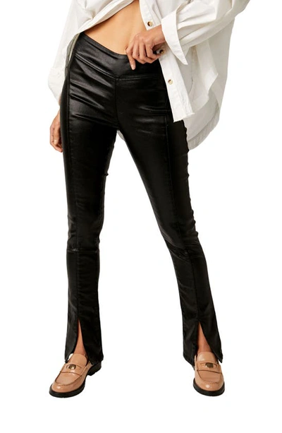 Free People Double Dutch Pull-on Slit Hem Jeans In Ethereal Black