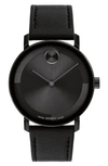Movado Bold Evolution Quartz Black Dial Leather Strap Men's Watch 3601123 In Black