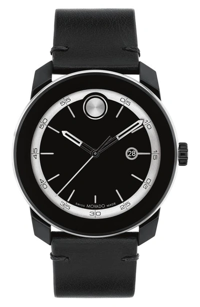 Movado Men's Bold Tr90 Stainless Steel & Leather Strap Watch/42mm In Black Grey