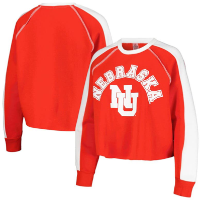 Gameday Couture Scarlet Nebraska Huskers Blindside Raglan Cropped Pullover Sweatshirt