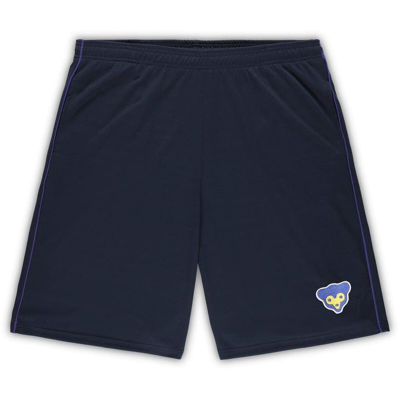 Profile Men's  Navy Distressed Chicago Cubs Big And Tall Cooperstown Collection Mesh Shorts