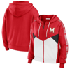 Wear By Erin Andrews Red Maryland Terrapins Colorblock Full-zip Hoodie Jacket In Red