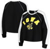 GAMEDAY COUTURE GAMEDAY COUTURE BLACK IOWA HAWKEYES BLINDSIDE RAGLAN CROPPED PULLOVER SWEATSHIRT