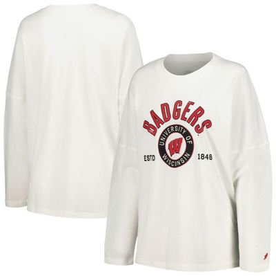 League Collegiate Wear White Wisconsin Badgers Clothesline Oversized Long Sleeve T-shirt