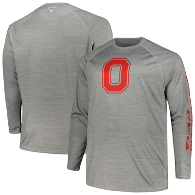 Columbia Men's  Gray Ohio State Buckeyes Big And Tall Terminal Tackle Raglan Omni-shade Long Sleeve T