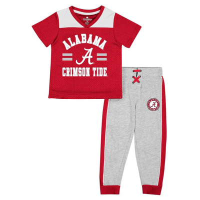 Colosseum Kids' Toddler  Crimson/heather Gray Alabama Crimson Tide Ka-boot-it Jersey & Pants Set