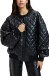 GOOD AMERICAN BETTER THAN LEATHER FAUX LEATHER QUILTED BOMBER JACKET