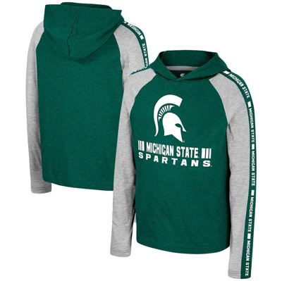Colosseum Kids' Youth  Green Michigan State Spartans Ned Raglan Long Sleeve Hooded T-shirt