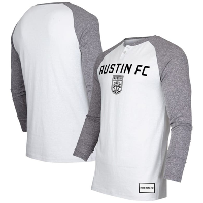 Concepts Sport White/charcoal Austin Fc Concord Henley Raglan Long Sleeve T-shirt