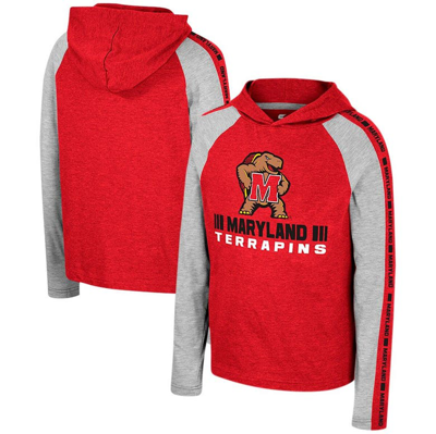 Colosseum Kids' Youth  Red Maryland Terrapins Ned Raglan Long Sleeve Hooded T-shirt