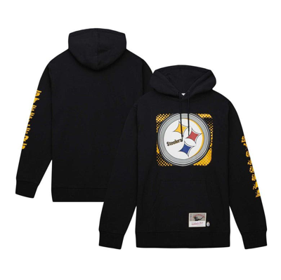 Mitchell & Ness Men's  Black Pittsburgh Steelers Gridiron Classics Big Face 7.0 Pullover Hoodie