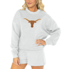 Gameday Couture Women's  Ash Texas Longhorns Team Effort Pullover Sweatshirt And Shorts Sleep Set In Ash