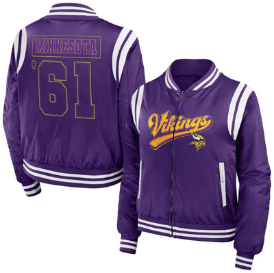 Wear By Erin Andrews Purple Minnesota Vikings Bomber Full-zip Jacket