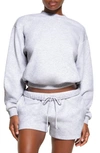 Skims Cotton Blend Fleece Crewneck Sweatshirt In Light Heather Gray