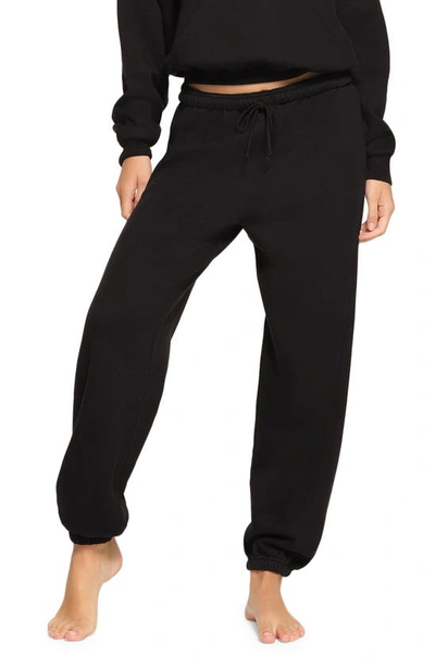 Skims Classic Cotton Blend Drawstring Joggers In Onyx