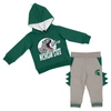 COLOSSEUM INFANT COLOSSEUM  GREEN/GRAY MICHIGAN STATE SPARTANS DINO PULLOVER HOODIE AND PANTS SET