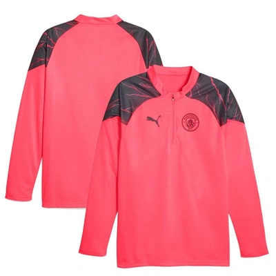 Puma Manchester City Soccer Men's Quarter-zip In Sunset Glow-dark Navy