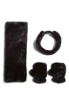 APPARIS KIDS' FAUX FUR SCARF, HEADBAND & FINGERLESS MITTENS SET