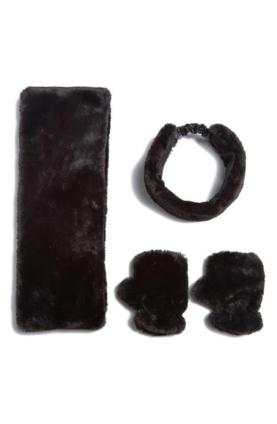 Apparis Kids' Abby Faux-fur Scarf Set In Black