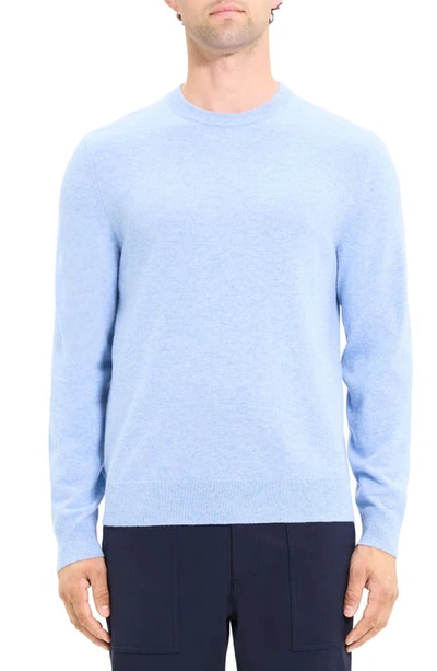 Theory Hilles Crewneck Jumper In Cashmere In Light Blue Melange