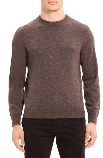 Theory Hilles Crewneck Jumper In Cashmere In Peat Heather