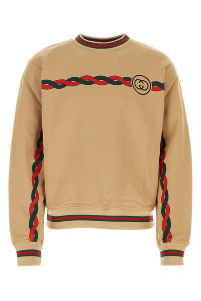 Gucci Interlocking G Torchon Cotton Sweatshirt In Brown