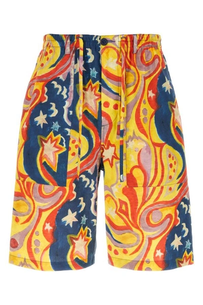 Marni Printed Cotton Shorts In Multicoloured