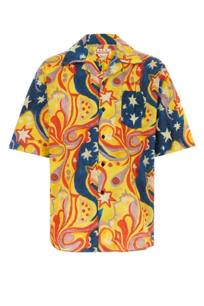 Marni Man Printed Poplin Oversize Shirt In Multicolor