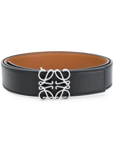 Loewe Anagram Reversible Leather Belt In Black,brown