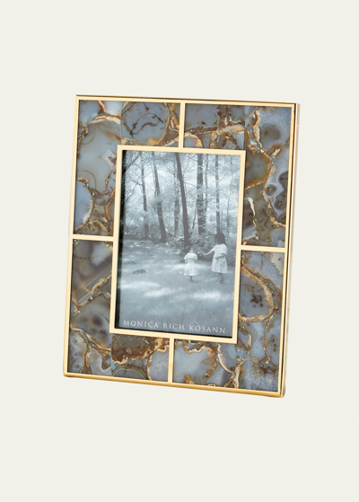 Monica Rich Kosann Natural Agate Deco Photo Frame, 5" X 7" In Multi
