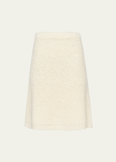 Prada Wool Boucle Skirt In Off White