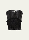 Cecilie Bahnsen Ruched Sleeveless Silk Top In Black