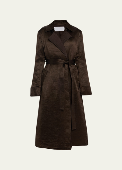 Maria Mcmanus Quilted Wool Belted Trench Coat In Chocolate