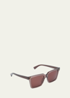 Bottega Veneta Acetate Square Sunglasses In Shiny Transparent