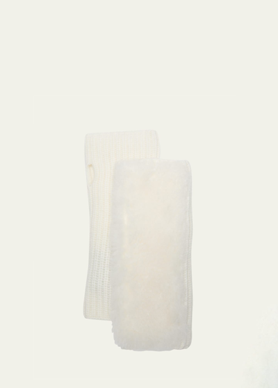 Yves Salomon Off-white Fingerless Gloves In A1043 White Peony