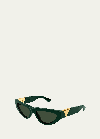 Bottega Veneta Inverted Triangle Acetate Cat-eye Sunglasses In Shiny Solid Dark