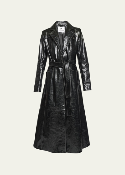 Marine Serre Embossed Leather Trench In Black