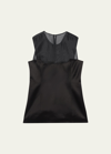 Khaite Sasmo Sleeveless Crepe And Mesh Top In Black