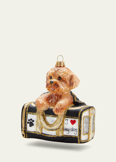 Bergdorf Goodman Goldendoodle In Carrier Bag Christmas Ornament In Multi