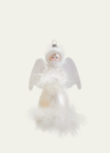 De Carlini White Angel Christmas Ornament In Multi