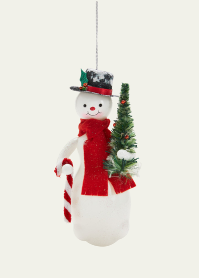 De Carlini Snowman With Tree Christmas Ornament In Multi