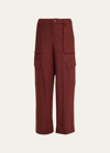 Vince Raver Wide-leg Flannel Trousers In Dk Cinnamon Stick