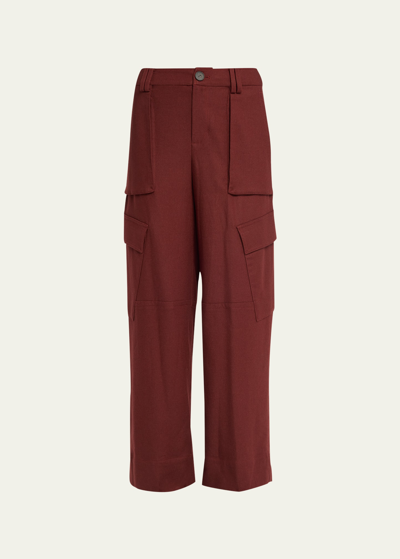 VINCE RAVER WIDE-LEG FLANNEL TROUSERS 