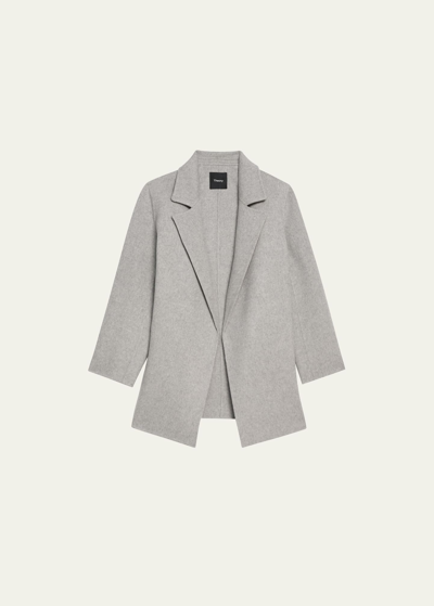 Theory Single-breasted Cashmere Coat In Melange Grey