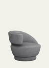 Interlude Home Arabella Left-arm Swivel Chair In Faux Linen / Ecru