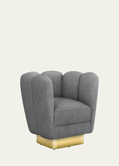 Interlude Home Gallery Brass Swivel Chair In Gray
